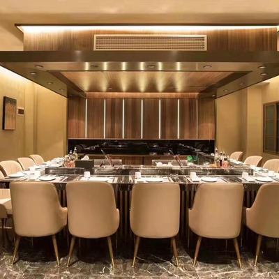 주문 스테인리스 스틸 테판야키 그릴 테이블 1200x850x800mm 8kW 380V 온라인 제조