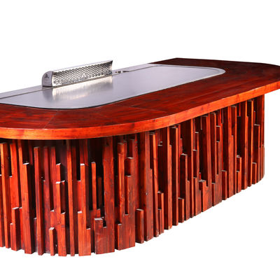 주문 Commercial Teppanyaki Grill Table with 20mm Thick Food-Grade Alloy Steel 2200*850*800 mm and 8kw Power 온라인 제조