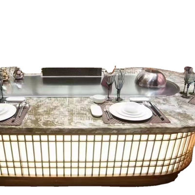 주문 Commercial Teppanyaki Grill with German 304 Stainless Steel and 20 mm Heating Plate in 2200*850*800 mm Size 온라인 제조