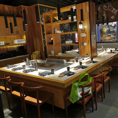 주문 Commercial Teppanyaki Grill Table with 220-240 V and 380 V Power Options in 2400x850x800mm Size 온라인 제조